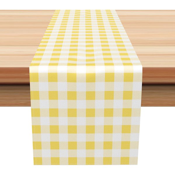 Aperturee Classic Yellow Gingham Table Runner, Farmhouse Buffalo Plaid for Summer Picnic and Kitchen Decor, 12x72in (WxH), 15.52 USD, table runners,