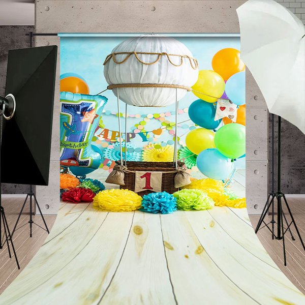Aperturee Hot Air Balloon Birthday Cake Smash Sweep Backdrop, 5X7FT(1.5X2.1M), 42 USD, sweep backdrops, NYSD11430505-D