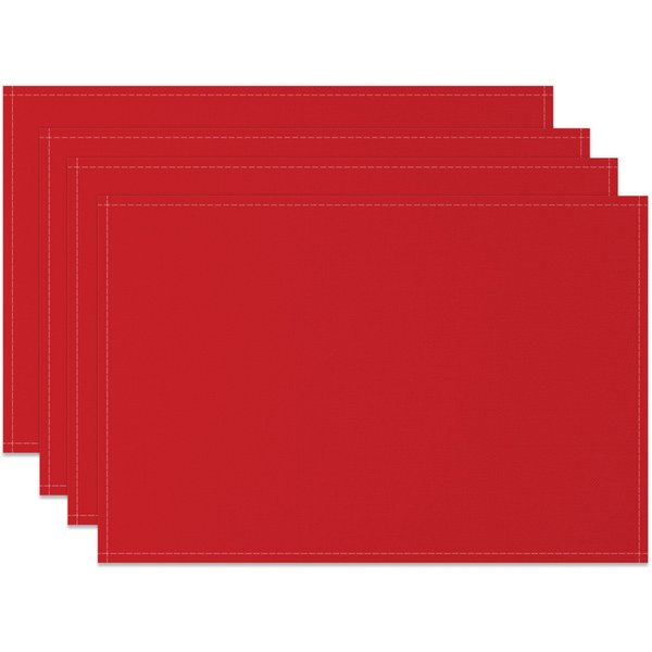 Aperturee Festive Red Solid Color Dining Set Of 4 Placemats, 14x12 Inch, 15.8 USD, NYWH00384-S, placemats