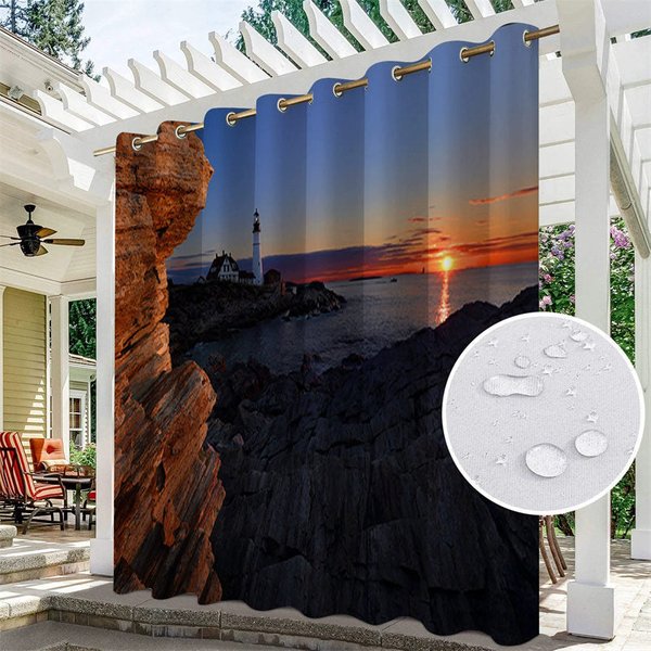 Aperturee Natural Landscape Waterproof Outdoor Curtains For Gazebo, W52in x L84in, 19.99 USD, printed outdoor curtains, S0D11691-S