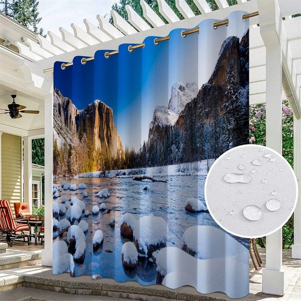 Aperturee Melting Glacier Landscape Waterproof Outdoor Curtains For Gazebo, W52in x L84in, 19.99 USD, printed outdoor curtains, S0D11703-S
