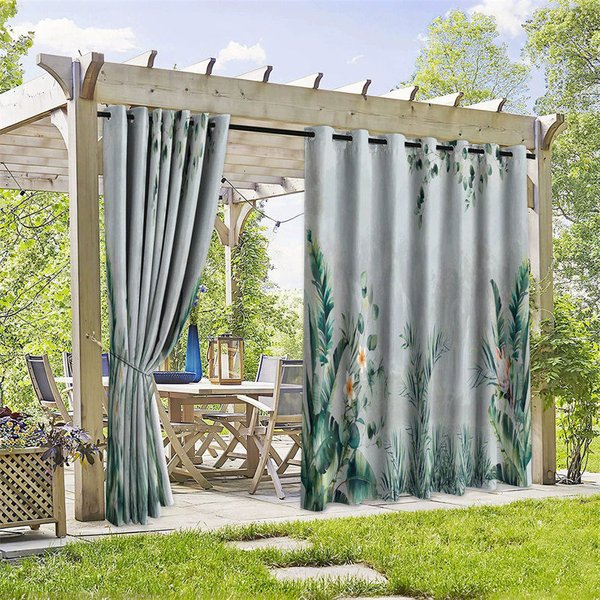 Aperturee Spring Greenery Waterproof Printed Outdoor Curtains, W52in x L84in, 19.99 USD, printed outdoor curtains, S0D11986-S