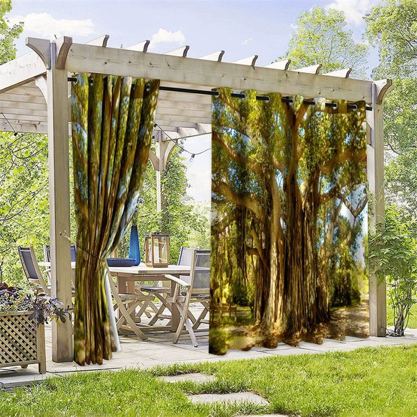 Aperturee Long Vine Tree Waterproof Printed Outdoor Curtains, W52in x L84in, 19.99 USD, printed outdoor curtains, S0D12016-S