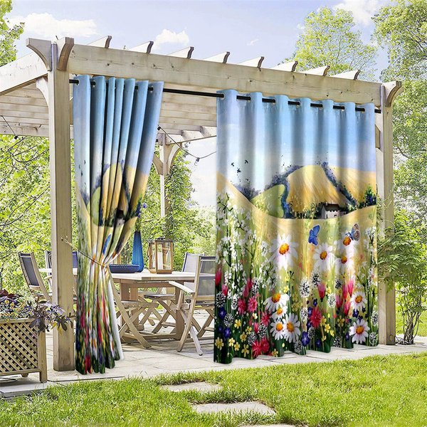 Aperturee Floral Grove Waterproof Printed Outdoor Curtains, W52in x L84in, 19.99 USD, printed outdoor curtains, S0D12077-S