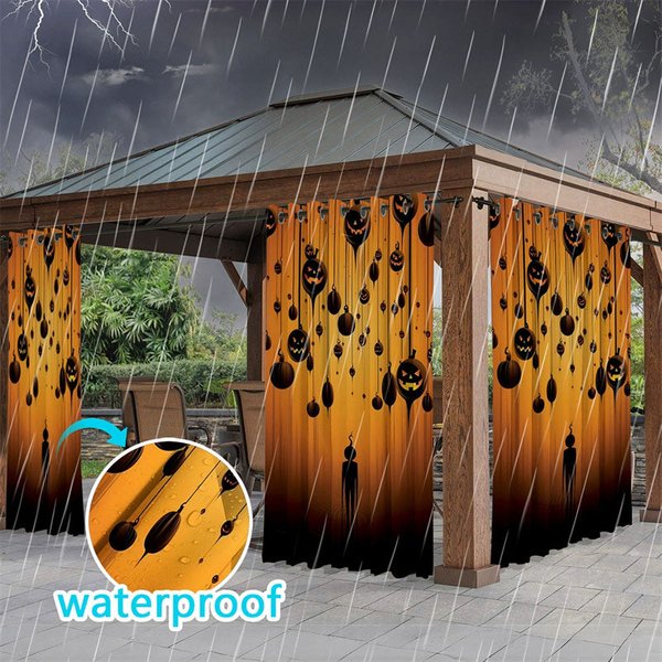 Aperturee Pumpkin Balloon Waterproof Printed Outdoor Curtains, W52in x L84in, 87.43 USD, printed outdoor curtains, S0D12208-S