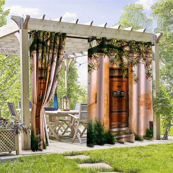 Aperturee Mottled Wall Door Waterproof Printed Outdoor Curtains, W52in x L84in, 87.43 USD, printed outdoor curtains, S0D12234-S
