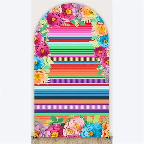 Aperturee Mexican Fiesta Flower Arch Backdrop, Vibrant Colorful Floral Party, Photo Prop for Cinco de Mayo Birthday Celebration, 1.6x4ft (50x120cm)