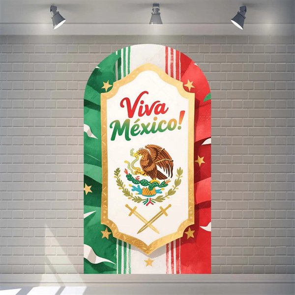 Aperturee Arch Backdrop Viva Mexico Flag Independence Day Cover Event Prop