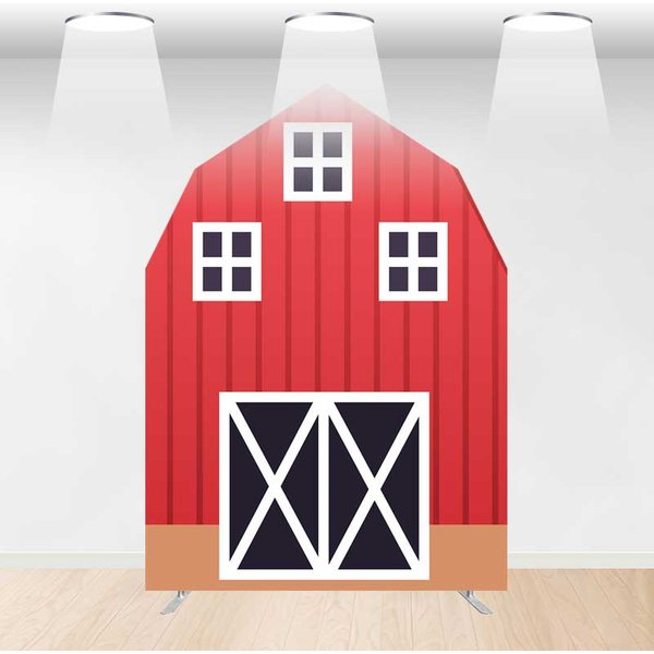 Aperturee Rustic Red Brown Barn Door Arch Party Decor Backdrop, 5 x 7 ft, 214 USD, barn door arch backdrops, XQGD1X92-CJ