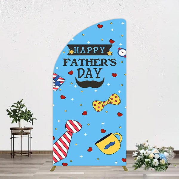 Aperturee Blue Heart Stars Happy Fathers Day Half Moon Arch Backdrop, 1.6 x 4 ft (0.5 x 1.2 m), 98.18 USD, arch backdrop kit, YMGD1Z75YL-AJ