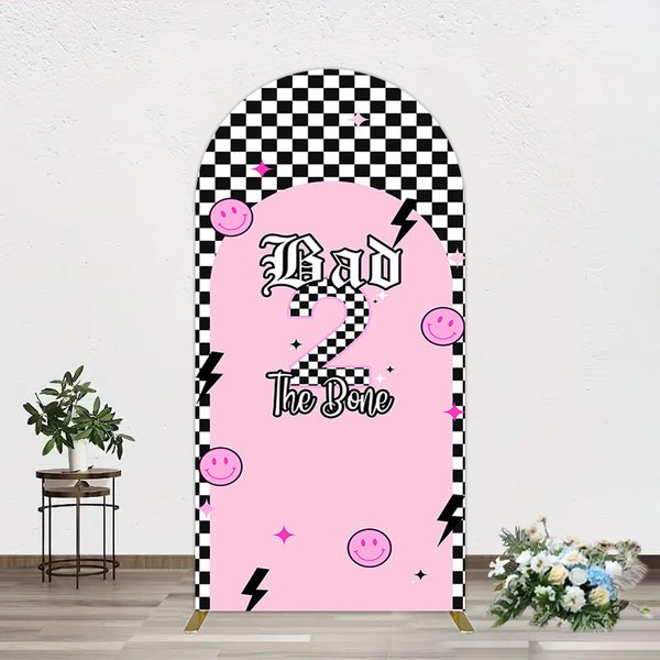 Aperturee Plaid Bad 2 The Bone Pink Birthday Arch Backdrop, 1.6 x 4 ft (0.5 x 1.2 m), 98.18 USD, arch backdrop kit, YMGD1Z87-AJ