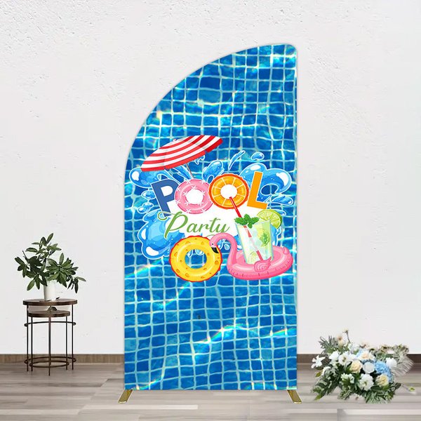 Aperturee Summer Splashing Swimming Pool Party Half Moon Arch Backdrop, 1.6 x 4 ft (0.5 x 1.2 m), 98.18 USD, arch backdrop kit, YMGD1Z90YL-AJ