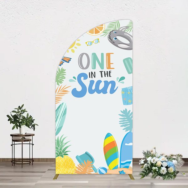 Aperturee Fresh Summer One In The Sun Birthday Half Moon Arch Backdrop, 1.6 x 4 ft (0.5 x 1.2 m), 98.18 USD, arch backdrop kit, YMGD1Z91YL-AJ