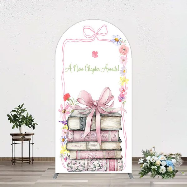 Aperturee Pink Book New Chapter Awaits Baby Shower Arch Backdrop, 1.6 x 4 ft (0.5 x 1.2 m), 98.18 USD, arch backdrop kit, YMGD1Z93-AJ