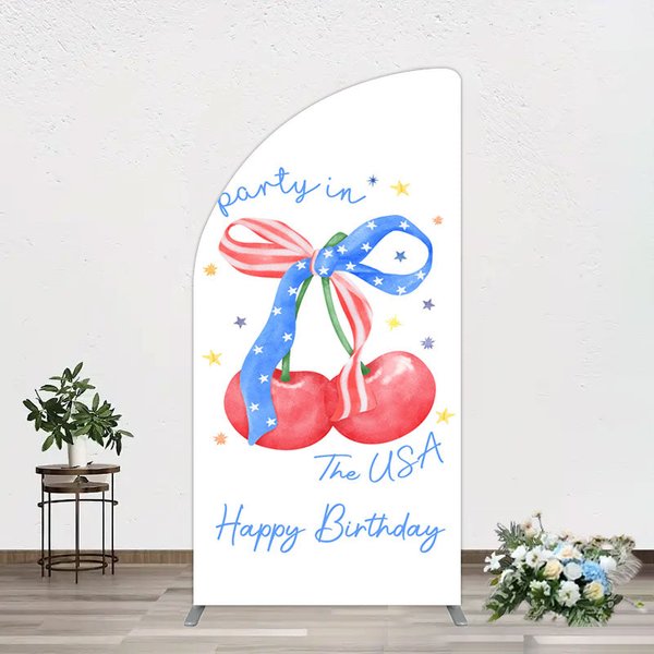 Aperturee Party In The Usa Apple Bow Birthday Half Moon Arch Backdrop, 1.6 x 4 ft (0.5 x 1.2 m), 98.18 USD, arch backdrop kit, YMGD2Z29YL-AJ
