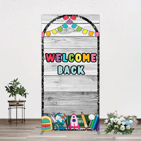 Aperturee Wood Classroon Welcome Back To School Rectangle Backdrop, 1.6 x 4 ft (0.5 x 1.2 m), 98.18 USD, arch backdrop kit, YMGD2Z48CF-AJ