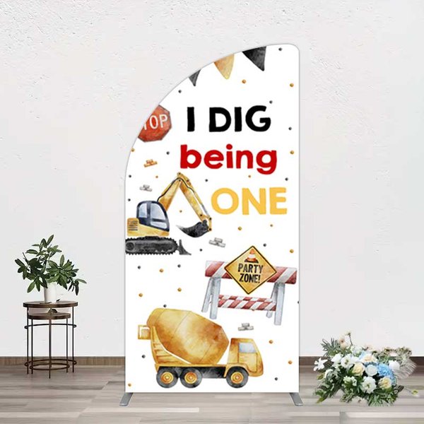 Aperturee I Dig Being One Construction Birthday Half Moon Arch Backdrop, 1.6 x 4 ft (0.5 x 1.2 m), 98.18 USD, arch backdrop kit, YMGD2Z49YL-AJ