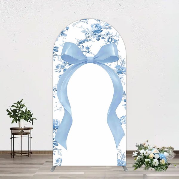 Aperturee Elegant Color Bows Floral Birthday Arch Backdrop, 1.6 x 4 ft (0.5 x 1.2 m), 98.18 USD, arch backdrop kit, YMGD2Z60-AJ