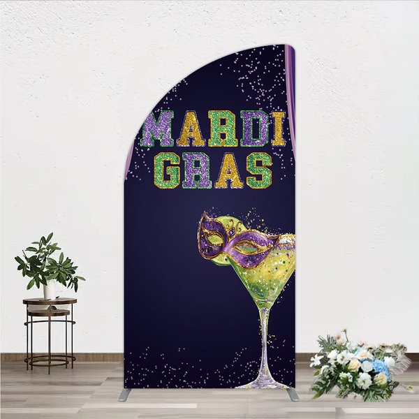 Aperturee Mardi Gras Arch Backdrop Carnival Theme Arch Photo Prop