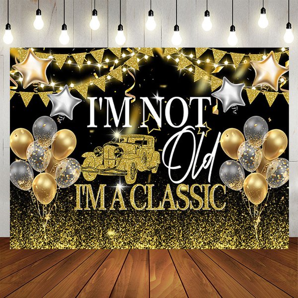 Aperturee Not Old But Classic Glitter Balloon Birthday Backdrop, 5X3FT(1.5X1M), 15.07 USD, birthday backdrops, YMHD2Z35-E