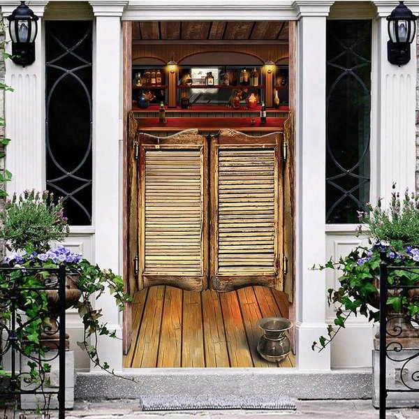 Aperturee Retro Cowboy Wooden Tavern Door Party Door Cover, 30x80 Inch, 28.48 USD, party door covers, YMMZ1Z44-A