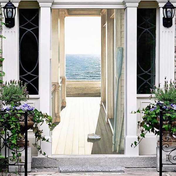 Aperturee Seaside Corridor Natural Beach Scenery Door Cover, 30x80 Inch, 28.48 USD, party door covers, YMMZ1Z45-A