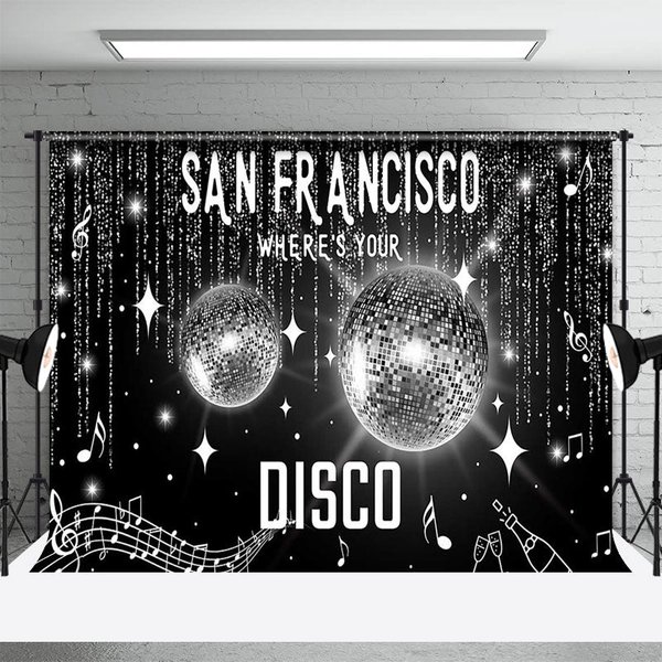 Aperturee Silver Glitter San Francisco Wheres Your Disco Backdrop, 3X2FT(1MX0.6M), 14 USD, dance backdrops, ZHF710A-M