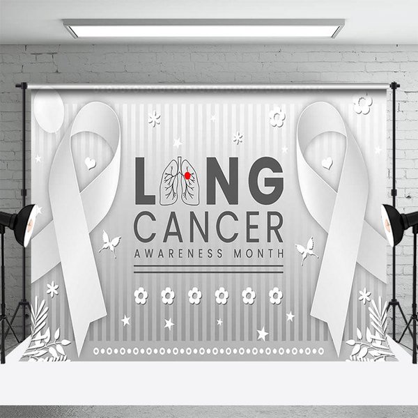 Aperturee Silver Ribbon Lung Cancer Awareness Month Backdrop, 3X2FT(1MX0.6M), 14 USD, commemorative backdrops, ZHF724A-M