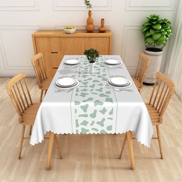 Aperturee Light Green Abstract Animal Print Rectangle Tablecloth Photography
