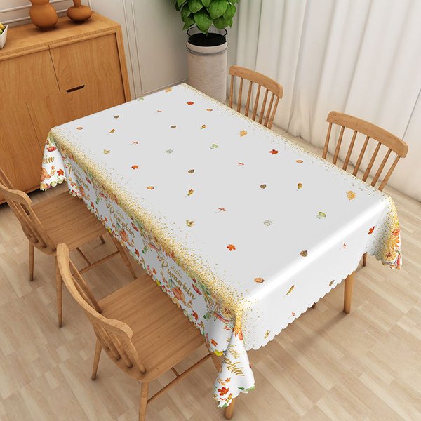 Aperturee Autumn Maple Leaves Rectangle Tablecloth in Red and Brown, for Fall Season and Thanksgiving Decor, 52x70in (WxH)