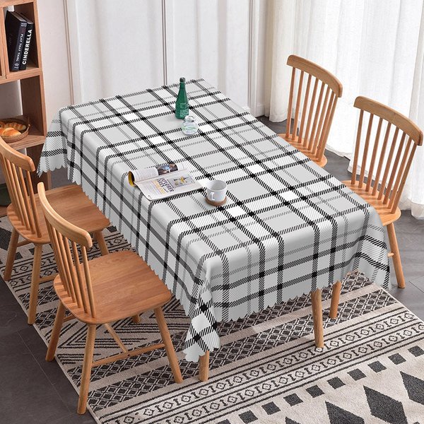 Aperturee Classic Grey Plaid Rectangle Tablecloth, Neutral Farmhouse Checkered Pattern, Modern Kitchen Dining Decor, 52x70in (WxH)