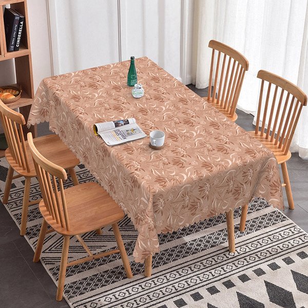 Aperturee Dusty Rose Floral Rectangle Tablecloth Textured Flower Pattern for Vintage Wedding Dining Room Decoration, Monotone Floral Backdrop