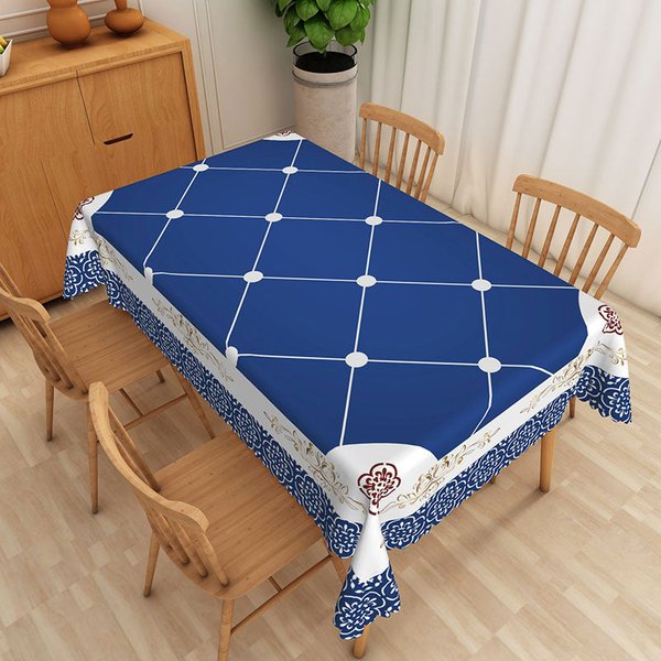 Aperturee Vintage Blue and White Floral Tablecloth, for Shabby Chic, Cottage, and Farmhouse Kitchen Dining Decor, 52x70in (WxH)