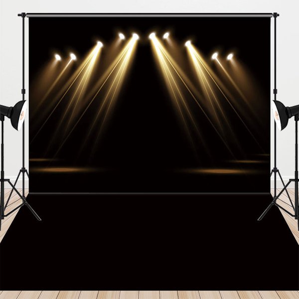 Aperturee Black Stage with Spotlights and Floor Combo Set Backdrop, Performance or Awards Night, Theater Photo Prop, 7 x 5 ft / 7 x 5 ft, 97.