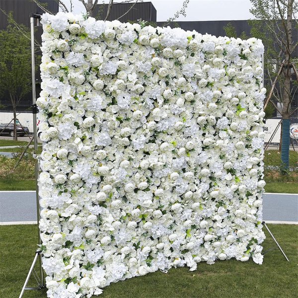 Aperturee White Peony Artificial Flower Wall Wedding Decor, 4 x 8 ft (1.2 x 2.4 m), 746 USD, artificial flower wall, S0D4796-S
