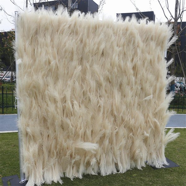 Aperturee Beige Boho Artificial Reed Birthday Party Decor, 4 x 8 ft (1.2 x 2.4 m), 730 USD, artificial flower wall, S0D4797-S