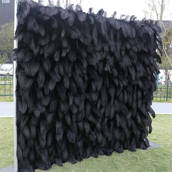 Aperturee Noble Black Faux Feather Decor Wall Panels Wholesale, 4 x 8 ft (1.2 x 2.4 m), 1103 USD, artificial flower wall, S0D4819-S
