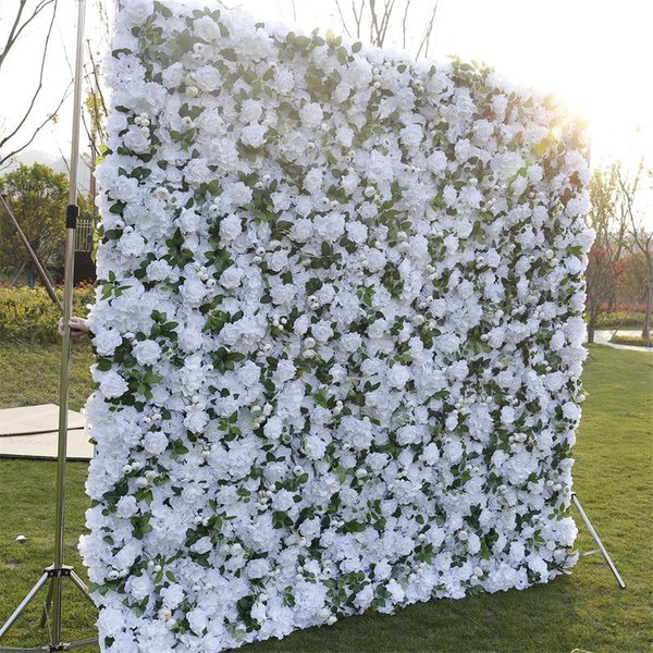 Aperturee White Rose Faux Floral Wall Backdrop For Wedding, 4 x 8 ft (1.2 x 2.4 m), 763 USD, artificial flower wall, S0D4845-S