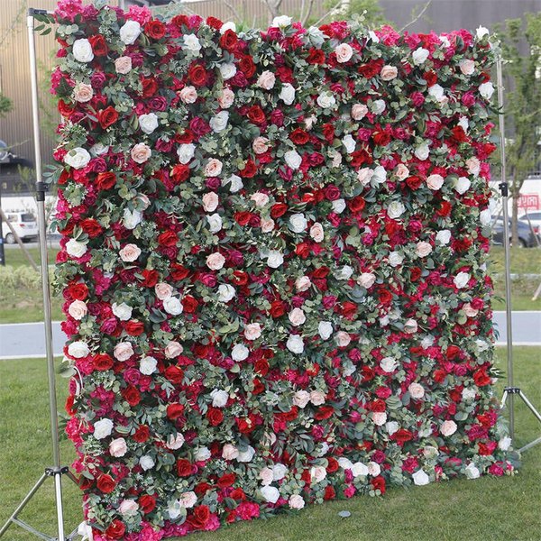 Aperturee White Red Rose Artificial Flower Wall Decor Backdrop, 4 x 8 ft (1.2 x 2.4 m), 746 USD, artificial flower wall, S0D4871-S