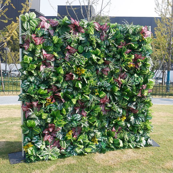 Aperturee Green Jungle Wild Party Fabric Artificial Flower Wall, 4 x 8 ft (1.2 x 2.4 m), 568 USD, artificial flower wall, S0D8281-S