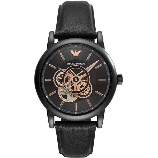Emporio Armani AR60012 Sport Classic Luigi Black Dial Leather Band Mens Watch