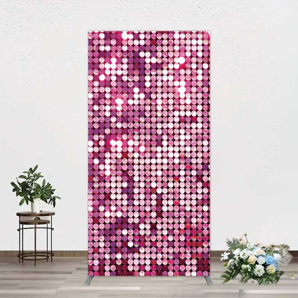Aperturee Pink Sequin Arch Backdrop Magenta Glitter Texture Photography Background for Party