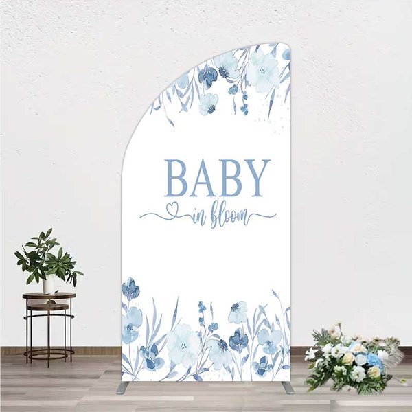 Aperturee Baby in Bloom Arch Backdrop Blue Watercolor Floral Garden Baby Shower Party Decoration