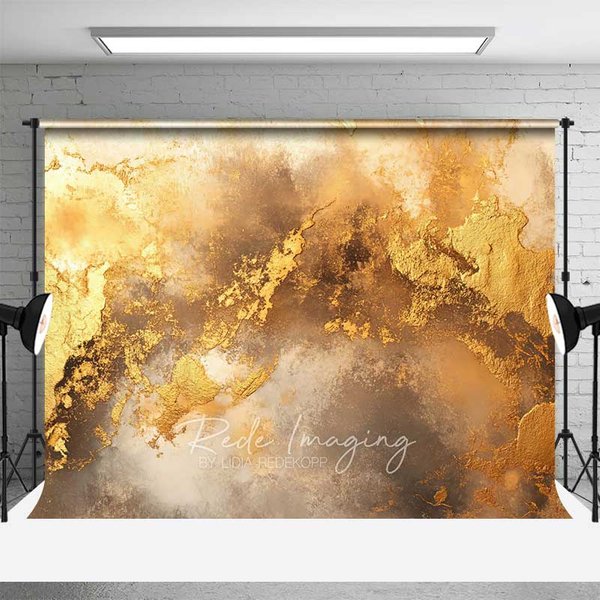Aperturee Abstract Gold Leaf and Grunge Texture Backdrop, Vintage Brown Photography Background, Elegant Party Decor Prop