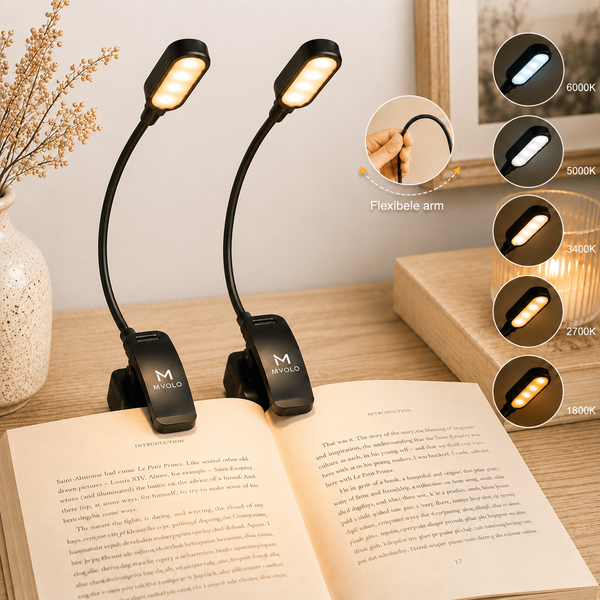 Mvolo Leeslamp PRO - Leeslamp met klem - 2-Pack