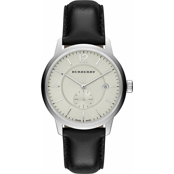 Burberry BU10000 Classic Round Beige Dial Black Leather Men's Watch