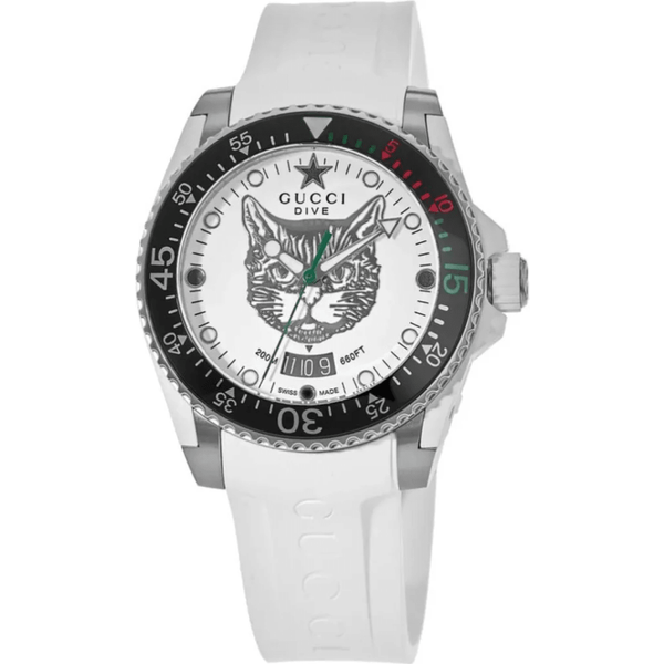 Gucci YA136329 Dive Tiger White Dial Men's Watch