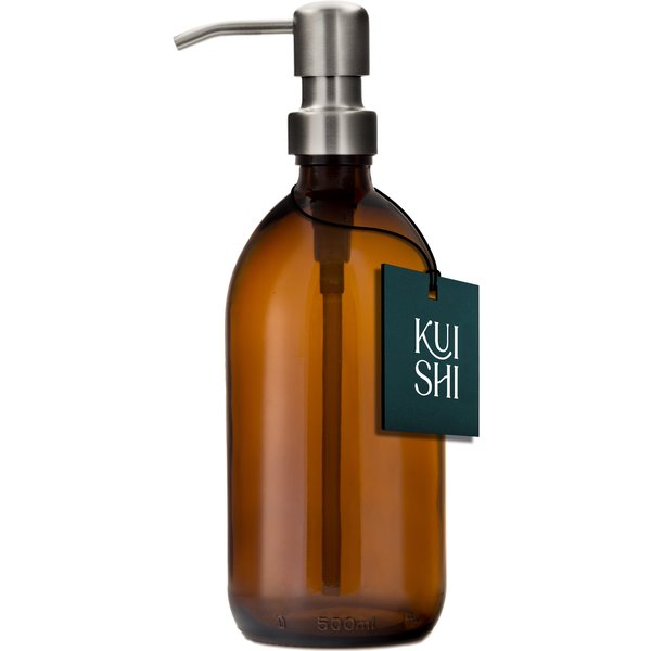 Amber Glass Dispenser Stainless Steel Pump