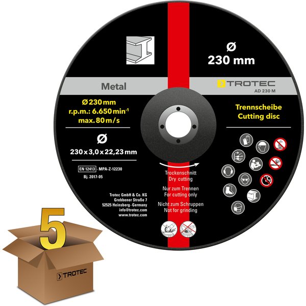 Metal Cutting Disc 230 - Offset, in a 5-Pack Value Bundle