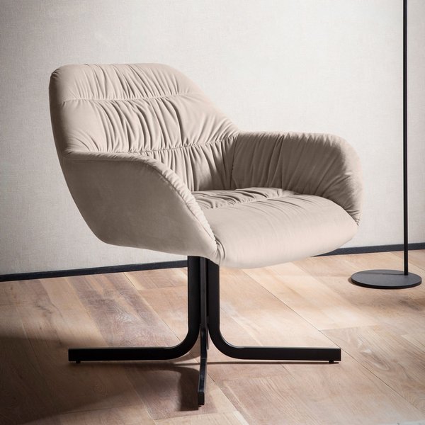 FineBuy Loungesessel Samt Design Clubsessel mit Metallbeine, Schalenstuhl gepolstert mit Rückenlehne, Cocktailsessel Lounge Armlehnen, Sessel mit Stoffbezug